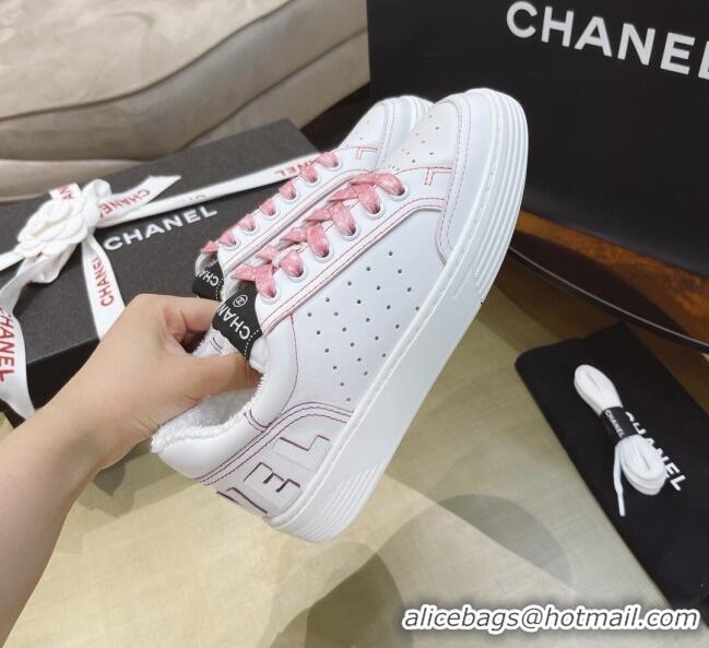 Charming Chanel Calfskin Sneakers G36295 White/Pink 2021