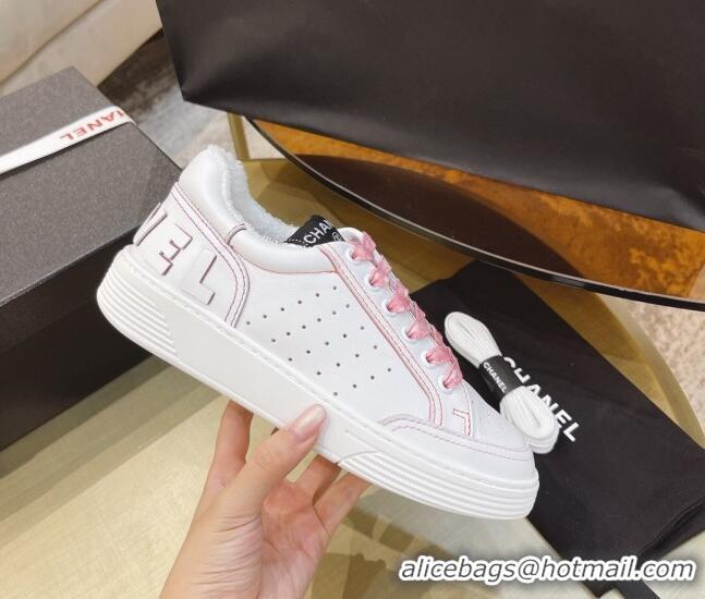 Charming Chanel Calfskin Sneakers G36295 White/Pink 2021