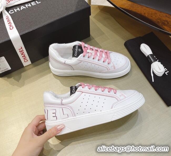 Charming Chanel Calfskin Sneakers G36295 White/Pink 2021