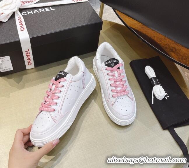 Charming Chanel Calfskin Sneakers G36295 White/Pink 2021