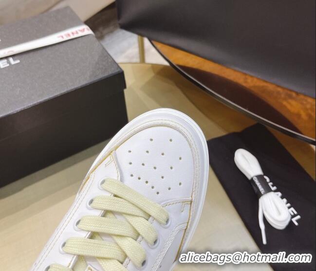 Sumptuous Chanel Calfskin Sneakers G36295 White/Yellow 2021