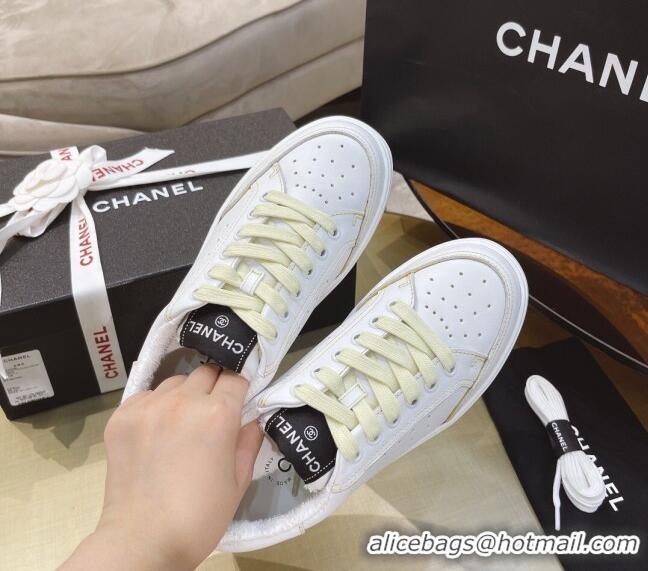 Sumptuous Chanel Calfskin Sneakers G36295 White/Yellow 2021