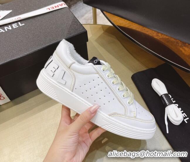 Sumptuous Chanel Calfskin Sneakers G36295 White/Yellow 2021