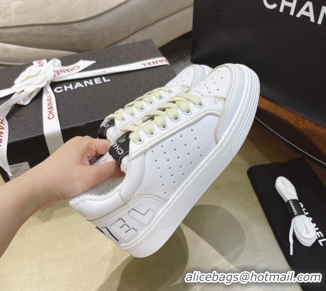 Sumptuous Chanel Calfskin Sneakers G36295 White/Yellow 2021