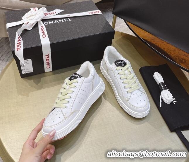 Sumptuous Chanel Calfskin Sneakers G36295 White/Yellow 2021