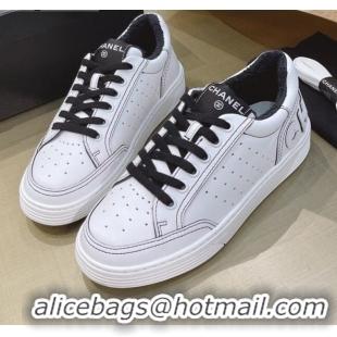 Duplicate Chanel Calfskin Sneakers G36295 White/Black 2021