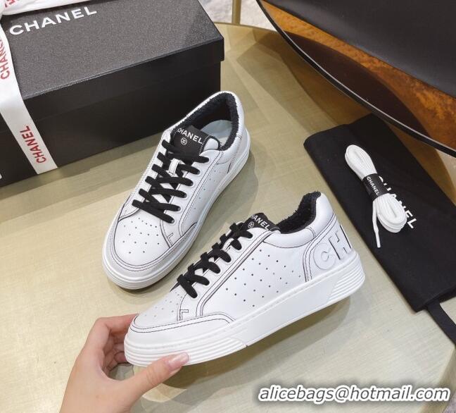 Duplicate Chanel Calfskin Sneakers G36295 White/Black 2021