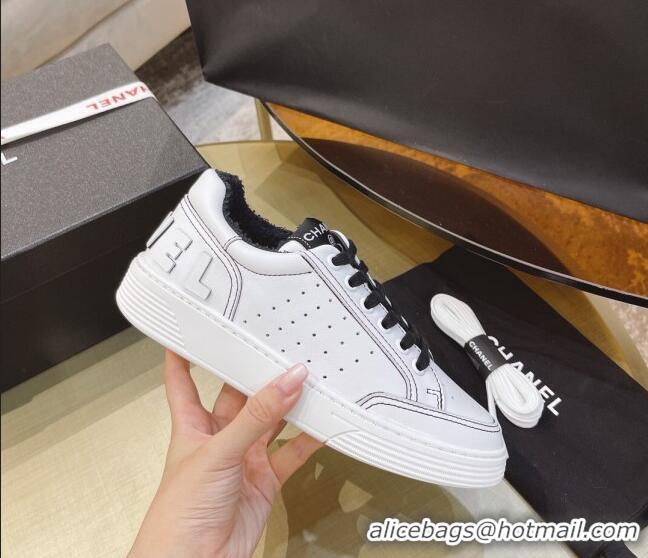 Duplicate Chanel Calfskin Sneakers G36295 White/Black 2021