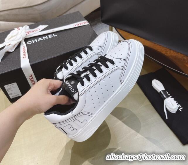 Duplicate Chanel Calfskin Sneakers G36295 White/Black 2021