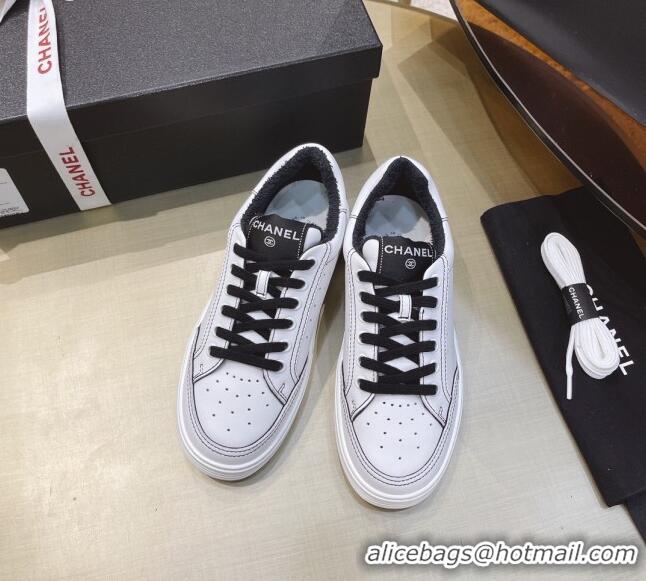 Duplicate Chanel Calfskin Sneakers G36295 White/Black 2021