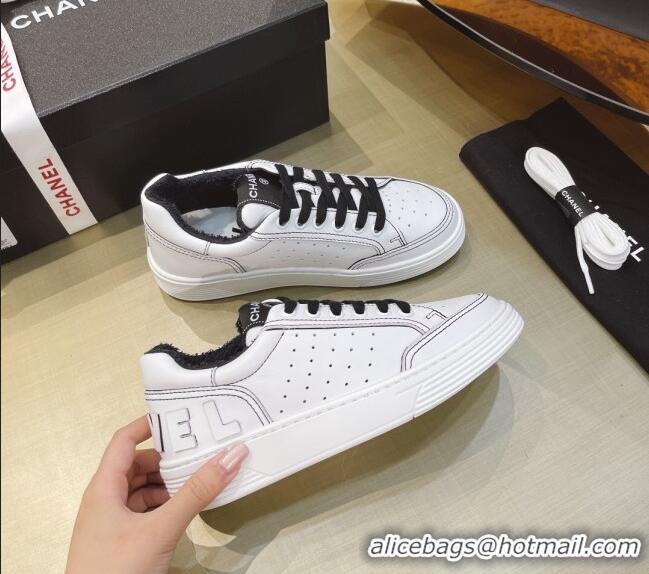 Duplicate Chanel Calfskin Sneakers G36295 White/Black 2021