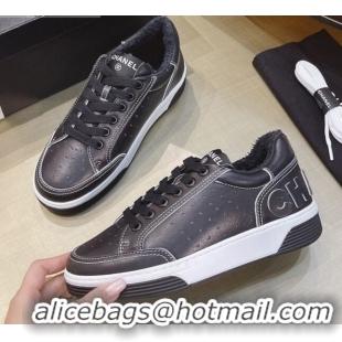 Classic Hot Chanel Calfskin Sneakers G36295 Black Leather 2021