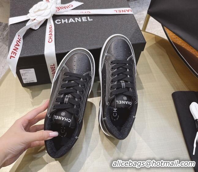 Classic Hot Chanel Calfskin Sneakers G36295 Black Leather 2021