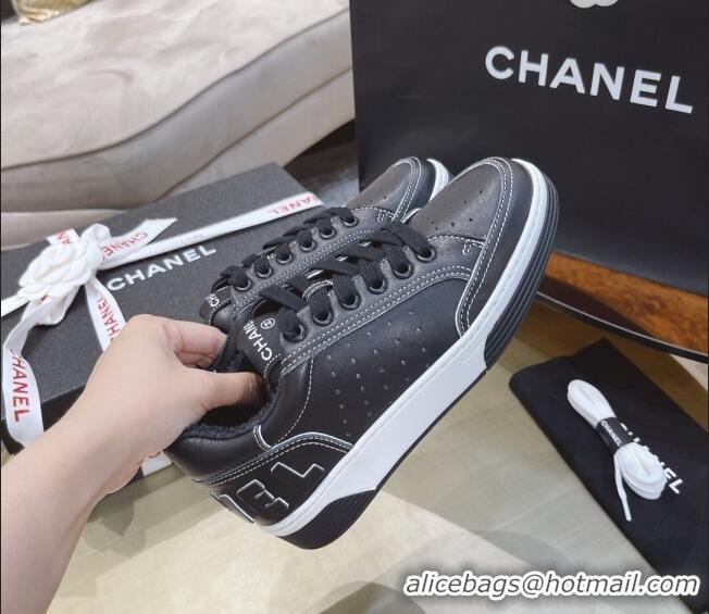 Classic Hot Chanel Calfskin Sneakers G36295 Black Leather 2021