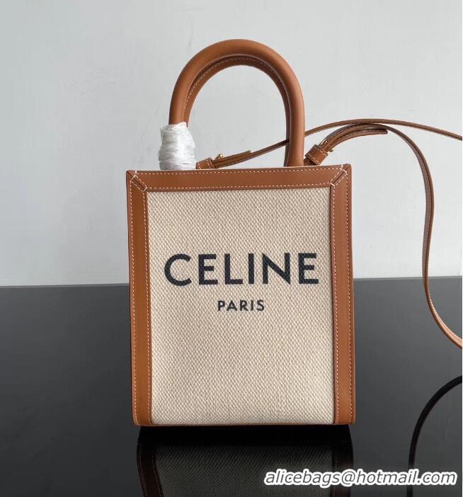 Cheap Celine MINI CABAS VERTICAL IN TRIOMPHE CANVAS CL01541 Brown