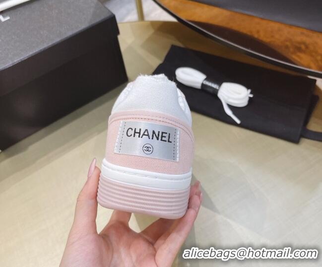 Best Price Chanel Canvas Sneakers CCS05 White/Pink 2021