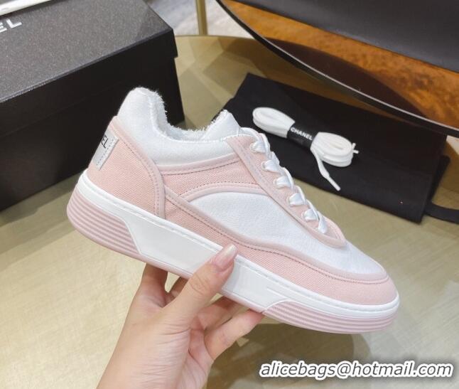 Best Price Chanel Canvas Sneakers CCS05 White/Pink 2021