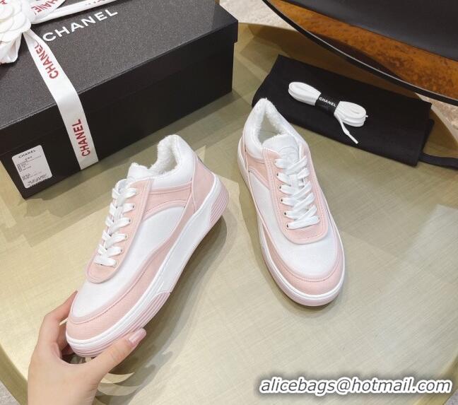 Best Price Chanel Canvas Sneakers CCS05 White/Pink 2021