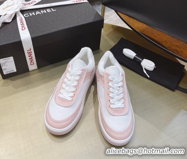 Best Price Chanel Canvas Sneakers CCS05 White/Pink 2021