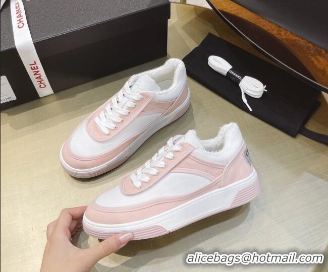 Best Price Chanel Canvas Sneakers CCS05 White/Pink 2021