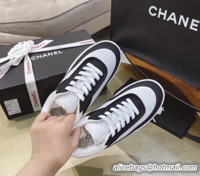 Inexpensive Chanel Canvas Sneakers CCS05 White/Black 2021