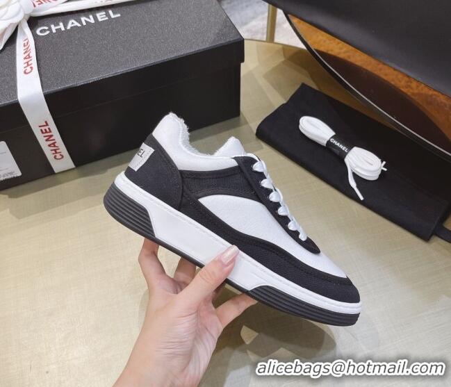 Inexpensive Chanel Canvas Sneakers CCS05 White/Black 2021