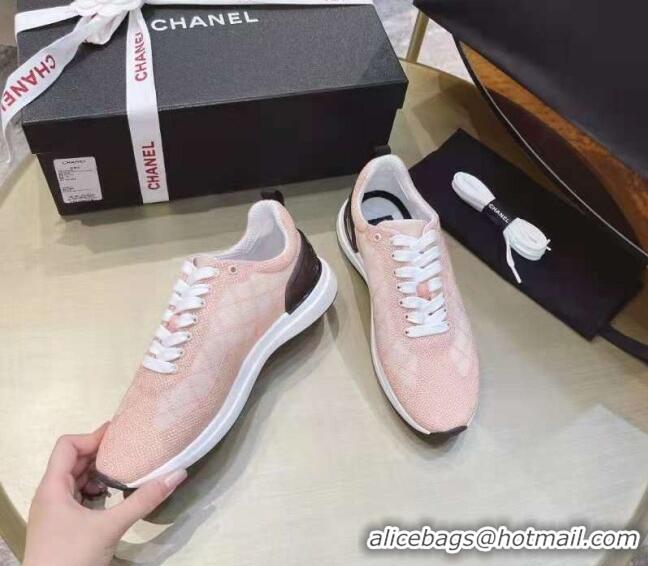 Luxury Chanel Embroidered Mesh Sneakers G37129 Pale Pink 2021