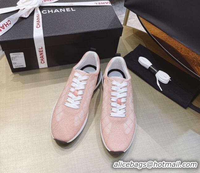 Luxury Chanel Embroidered Mesh Sneakers G37129 Pale Pink 2021