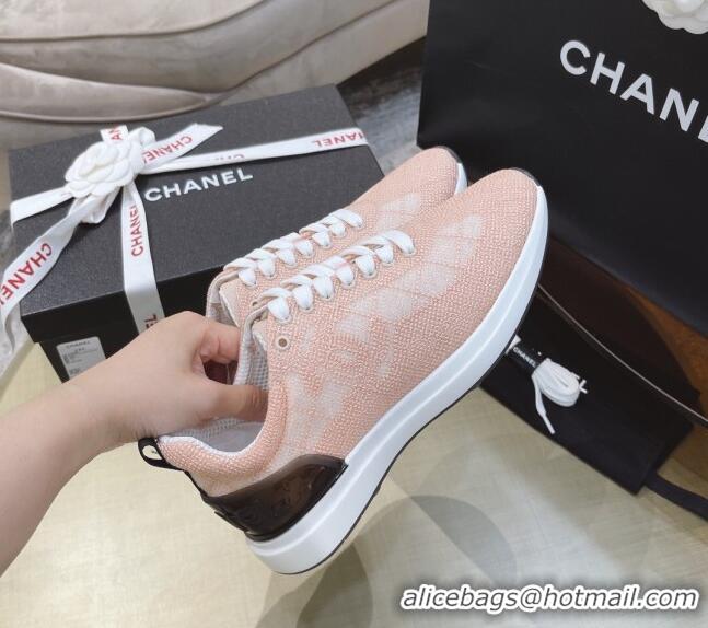 Luxury Chanel Embroidered Mesh Sneakers G37129 Pale Pink 2021