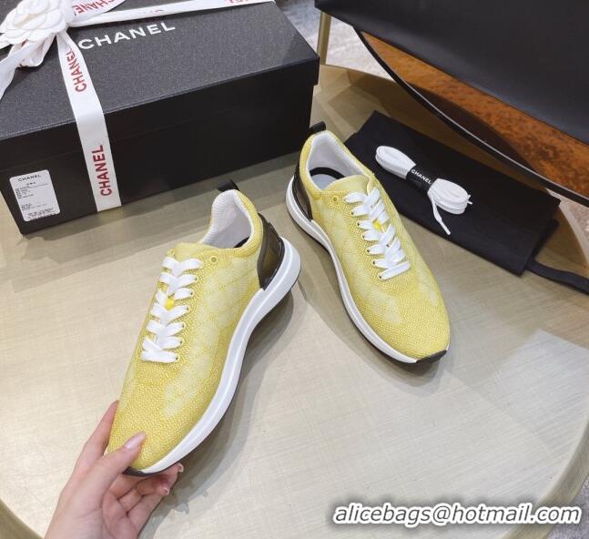 Hot Style Chanel Embroidered Mesh Sneakers G37129 Yellow 2021