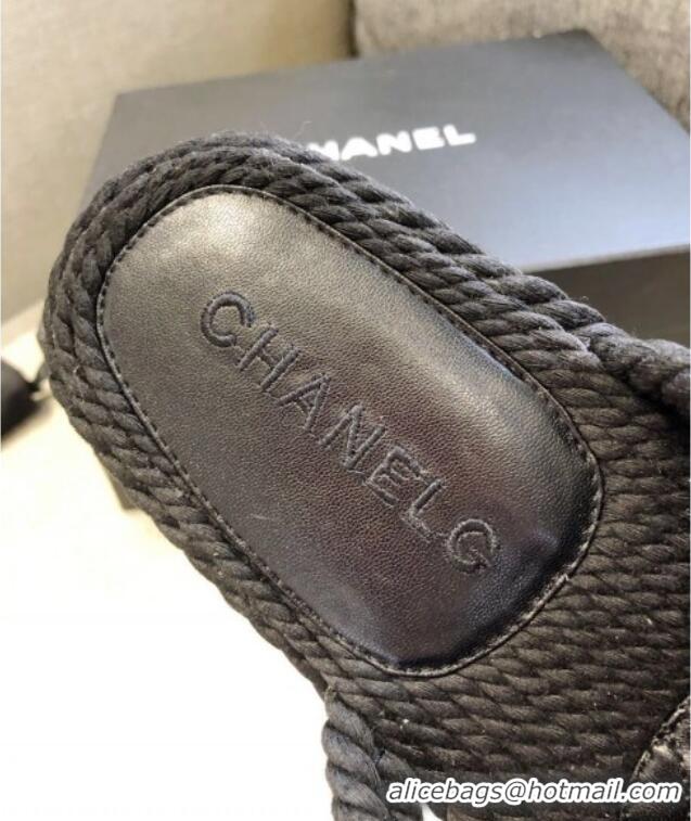 Unique Style Chanel Cord Slide Sandals G36926 Black 2021