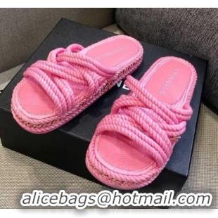 Luxurious Chanel Cord Slide Sandals G36926 Pink 2021