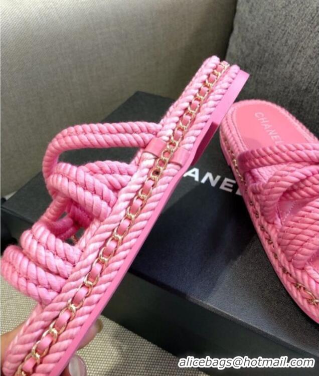 Luxurious Chanel Cord Slide Sandals G36926 Pink 2021