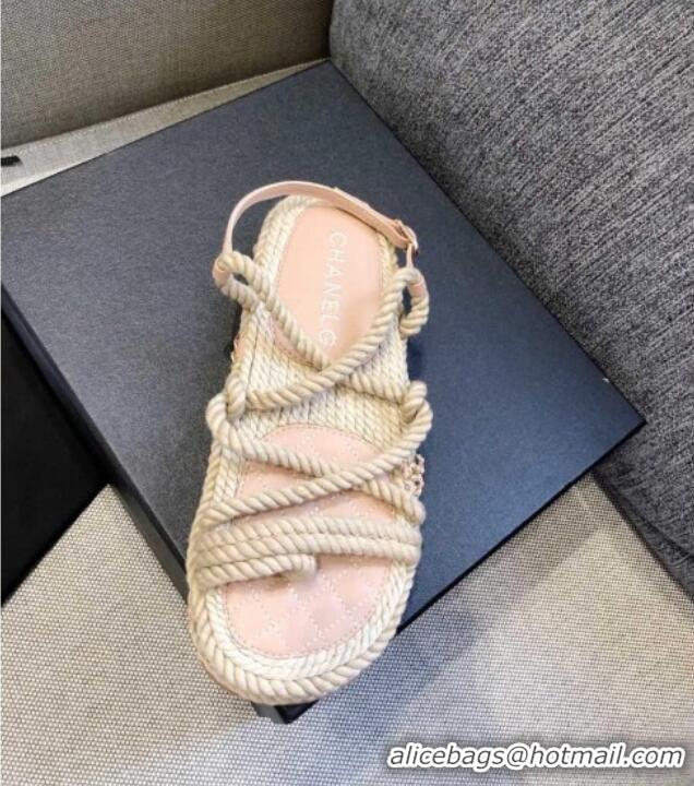 Sophisticated Chanel Cord Sandals G36925 Beige 2021