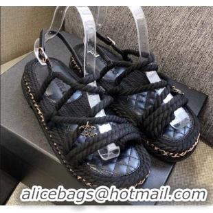 Purchase Chanel Cord Sandals G36925 Black 2021