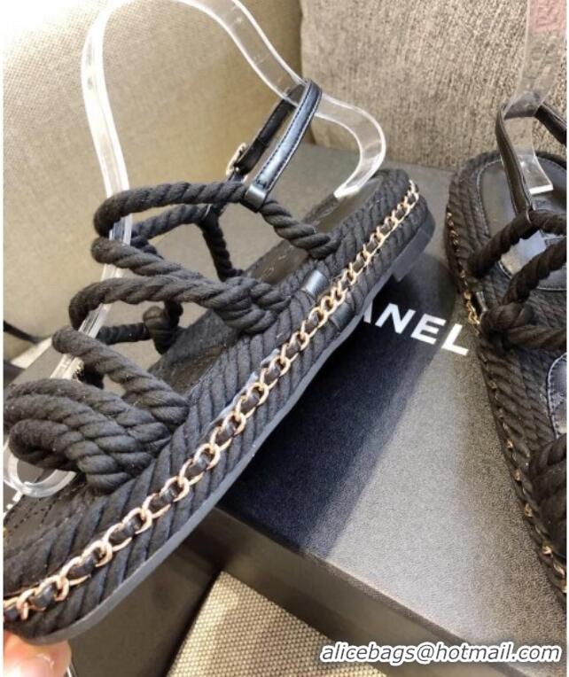 Purchase Chanel Cord Sandals G36925 Black 2021