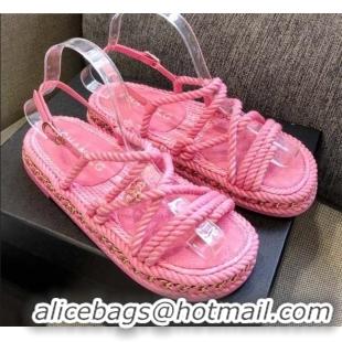 Best Product Chanel Cord Sandals G36925 Pink 2021