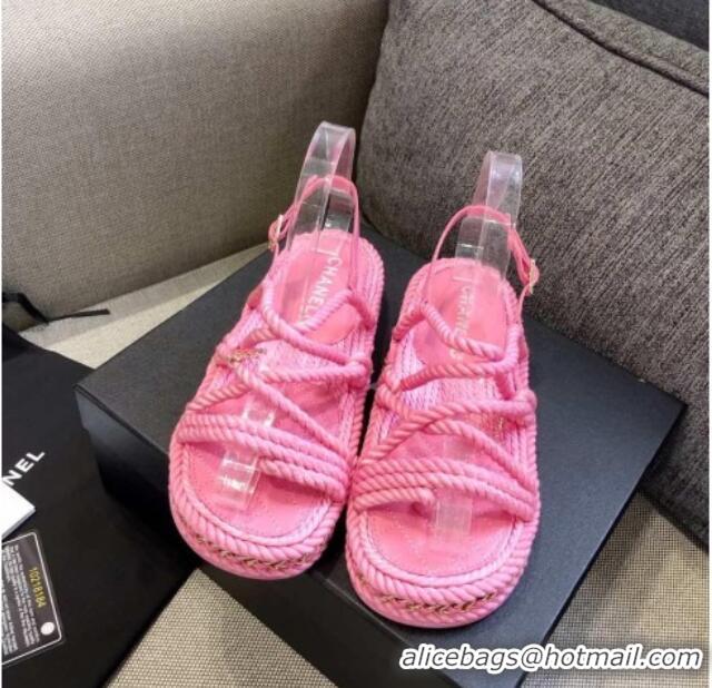 Best Product Chanel Cord Sandals G36925 Pink 2021