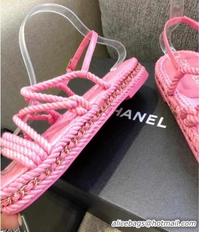 Best Product Chanel Cord Sandals G36925 Pink 2021