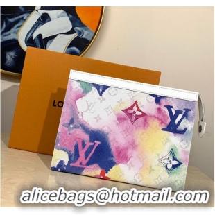 New Design Louis Vuitton Monogram Eclipse POCHETTE VOYAGE MM M80460 Blue&Pink&White