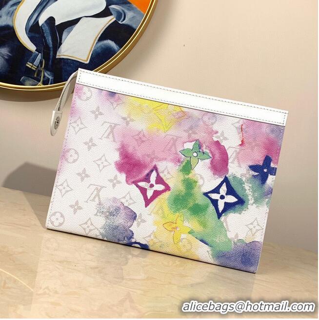 New Design Louis Vuitton Monogram Eclipse POCHETTE VOYAGE MM M80460 Blue&Pink&White