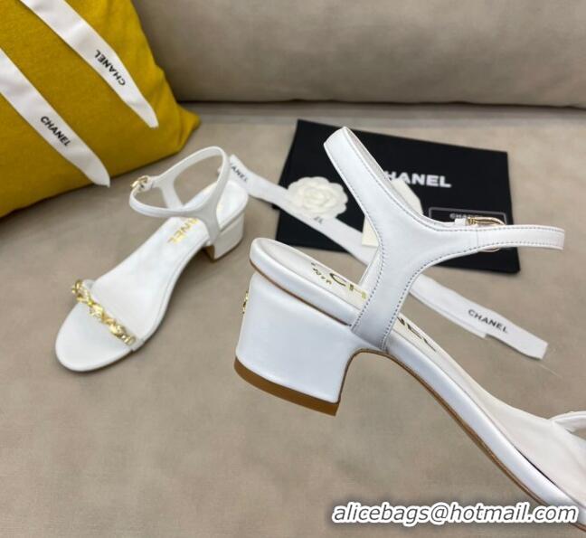 Best Price Chanel Goatskin Leaf Charm Sandals G37336 White 2021