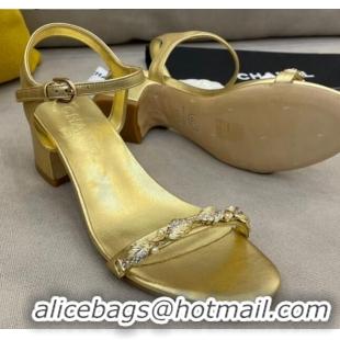 Good Quality Chanel Goatskin Leaf Charm Sandals G37336 Gold 2021