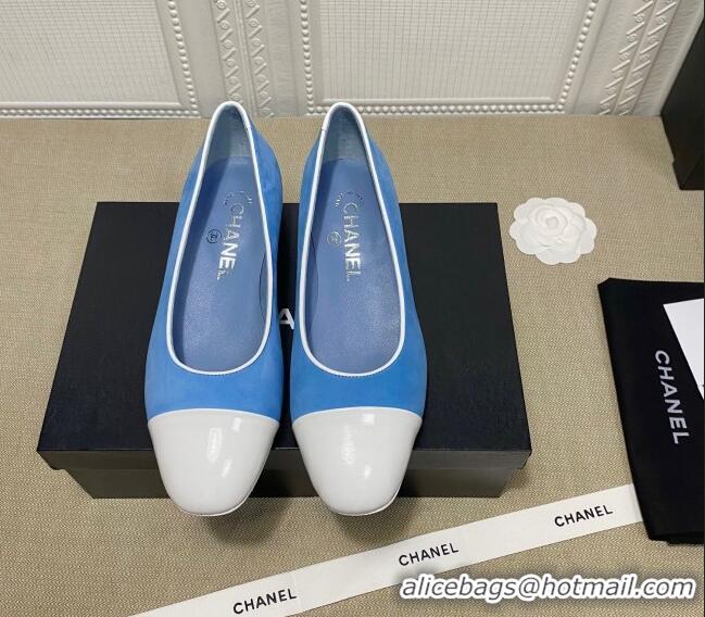 Low Price Chanel Suede Chain Ballerinas Pastel 042704 Blue 2021