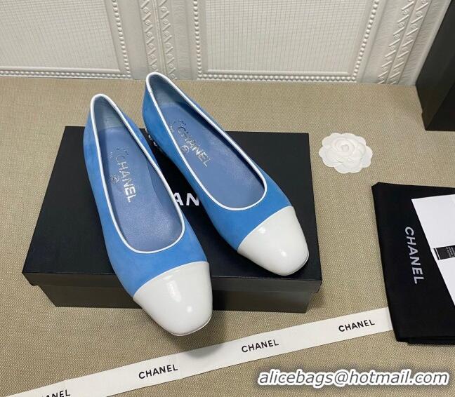 Low Price Chanel Suede Chain Ballerinas Pastel 042704 Blue 2021