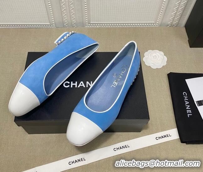 Low Price Chanel Suede Chain Ballerinas Pastel 042704 Blue 2021