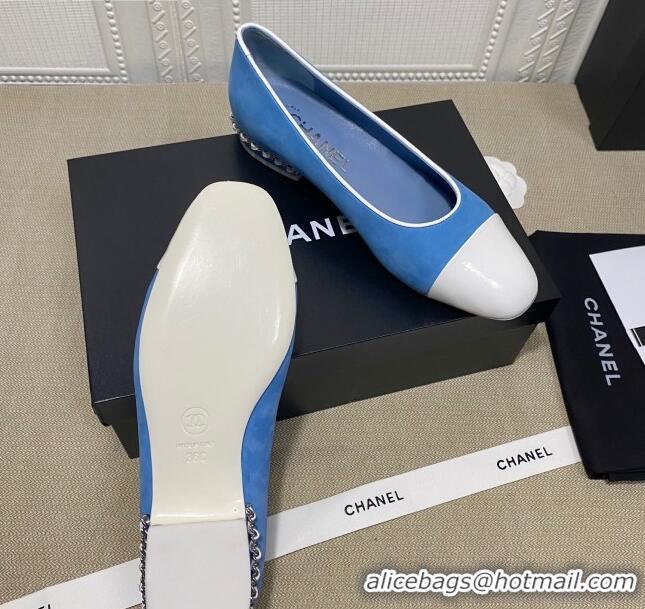 Low Price Chanel Suede Chain Ballerinas Pastel 042704 Blue 2021