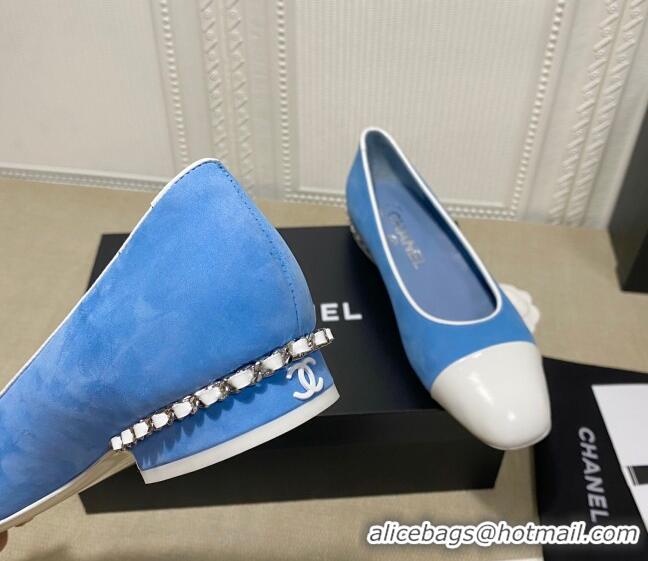 Low Price Chanel Suede Chain Ballerinas Pastel 042704 Blue 2021