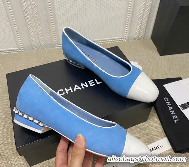 Low Price Chanel Suede Chain Ballerinas Pastel 042704 Blue 2021