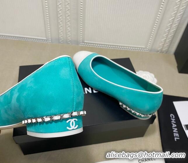 Reasonable Price Chanel Suede Chain Ballerinas Pastel 042704 Green 2021